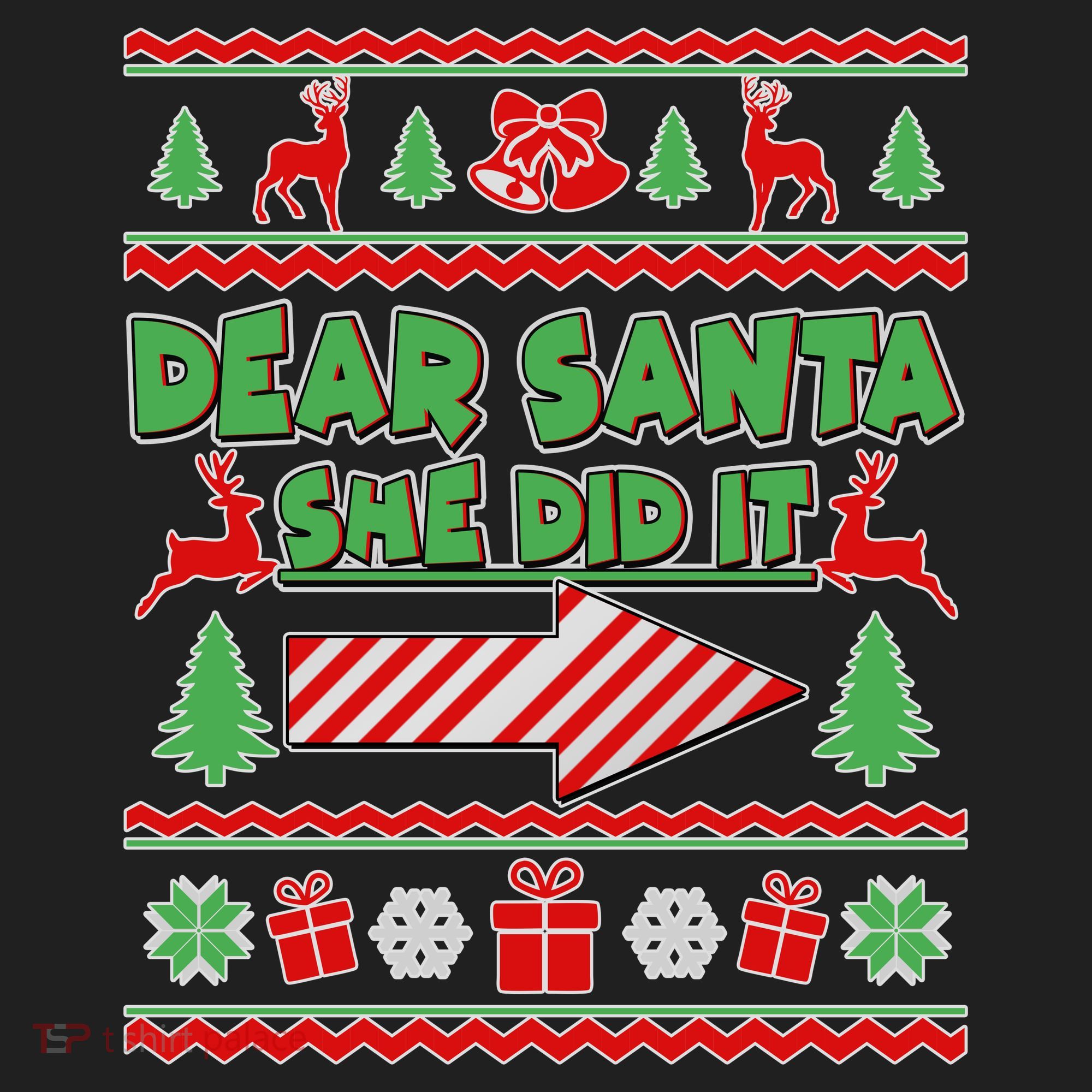 Dear Santa She Did It Ugly Christmas Matching Hat