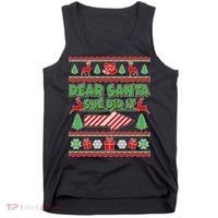 Dear Santa She Did It Ugly Christmas Matching Tank Top thumb 0