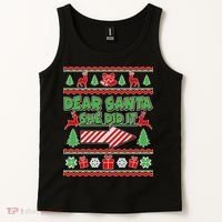 Dear Santa She Did It Ugly Christmas Matching Tank Top thumb 2