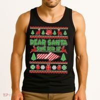 Dear Santa She Did It Ugly Christmas Matching Tank Top thumb 3