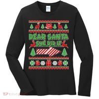 Dear Santa She Did It Ugly Christmas Matching Women's Long Sleeve Shirt thumb 0