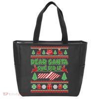 Dear Santa She Did It Ugly Christmas Matching Tote Bag thumb 0