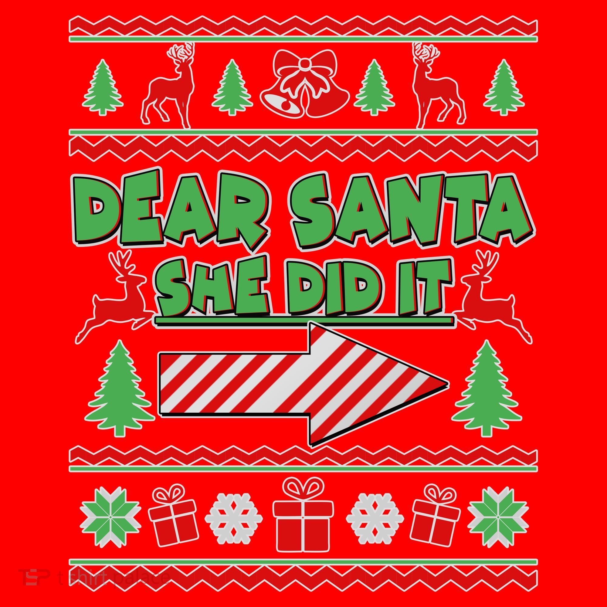 Dear Santa She Did It Ugly Christmas Matching Santa Hat