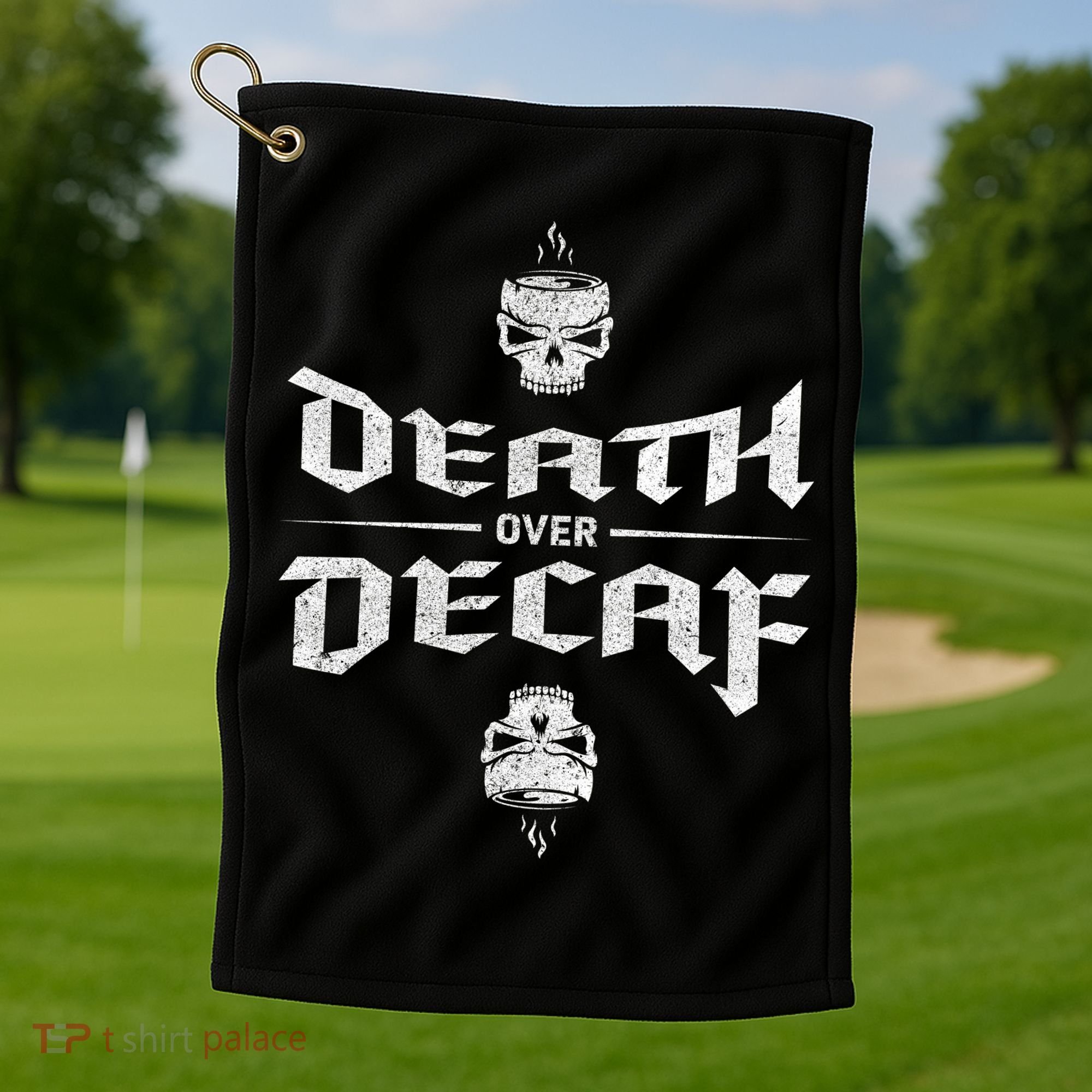 Death Over Decaf Golf Towel