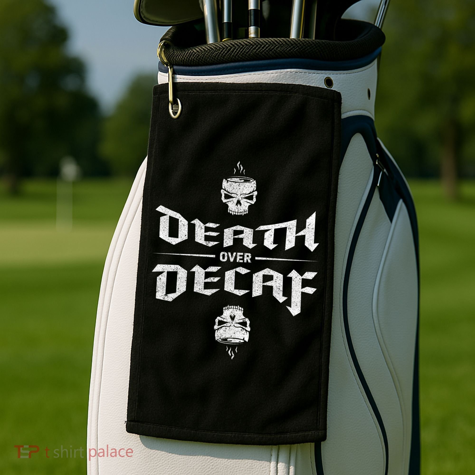 Death Over Decaf Golf Towel
