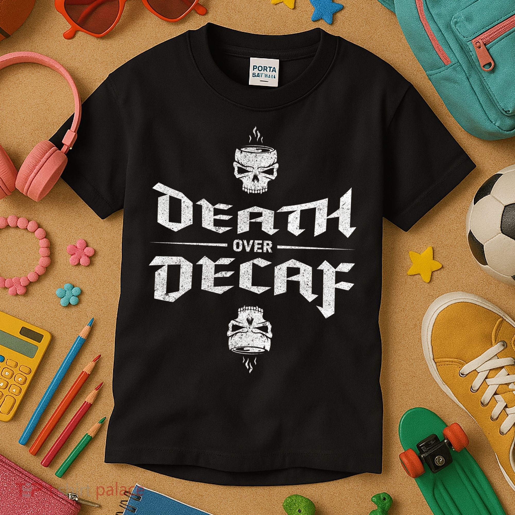 Death Over Decaf Kids T-Shirt