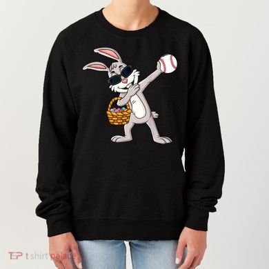 Dabbing Easter Bunny Gift Eggs Basket Baseball Gift Women's Sweatshirt