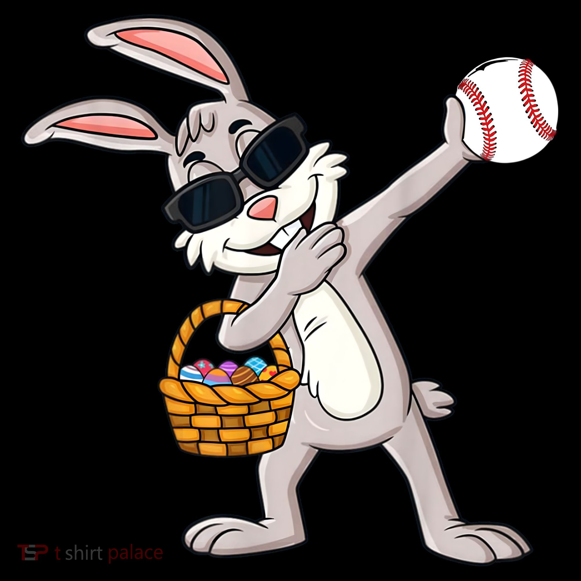 Dabbing Easter Bunny Gift Eggs Basket Baseball Gift Doggie Tank