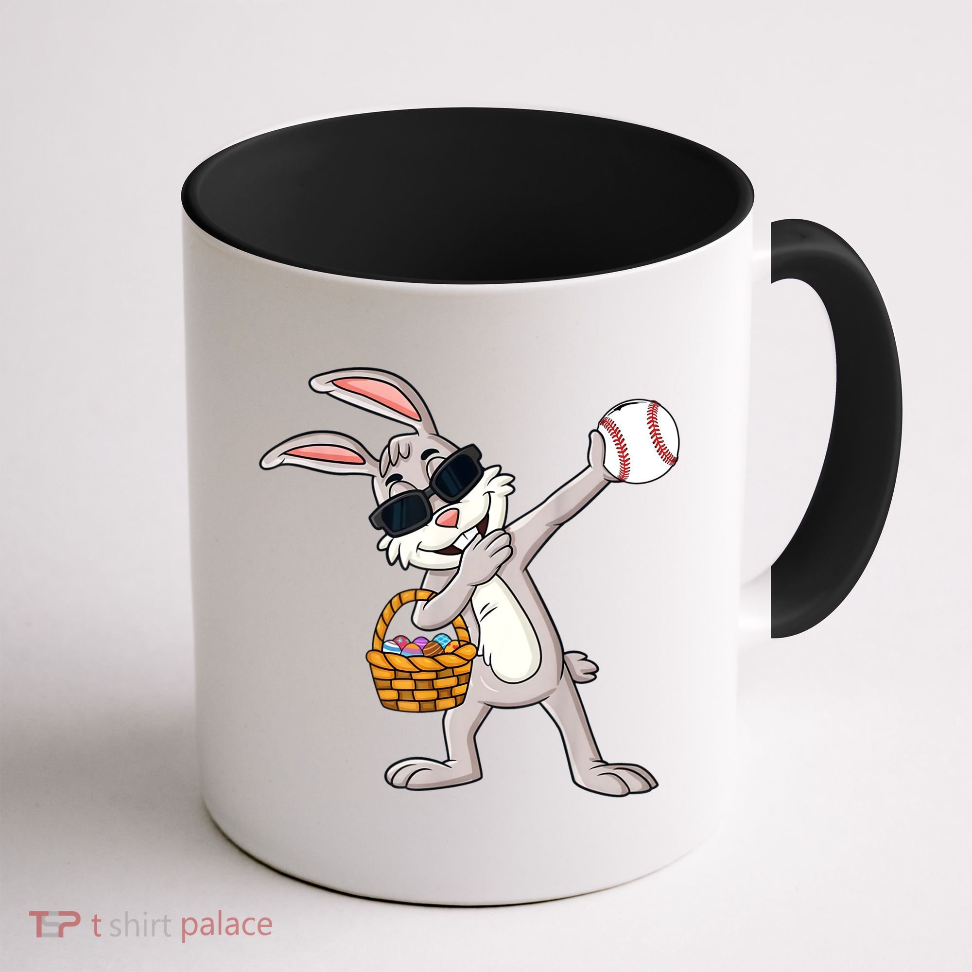 Dabbing Easter Bunny Gift Eggs Basket Baseball Gift Coffee Mug