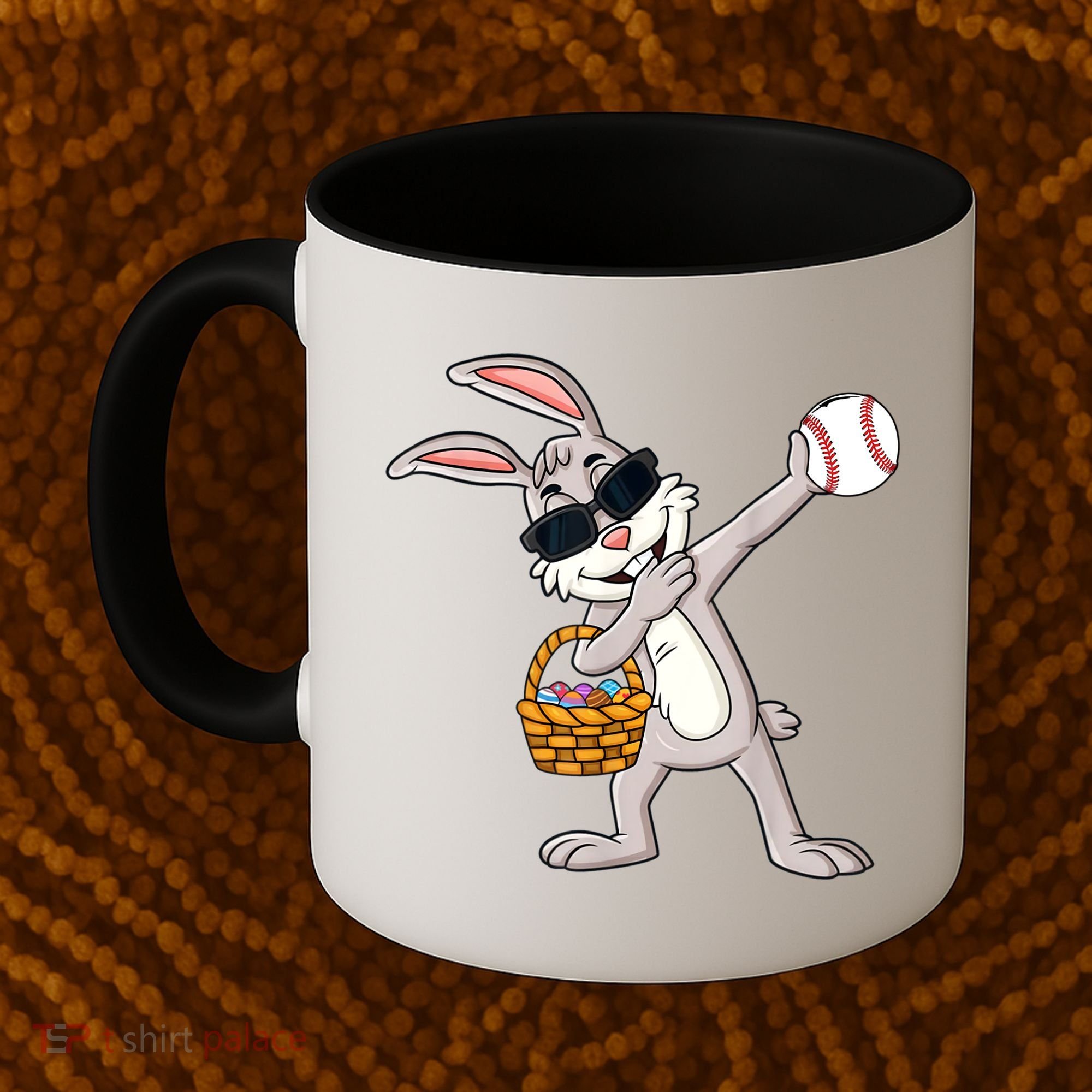 Dabbing Easter Bunny Gift Eggs Basket Baseball Gift Coffee Mug
