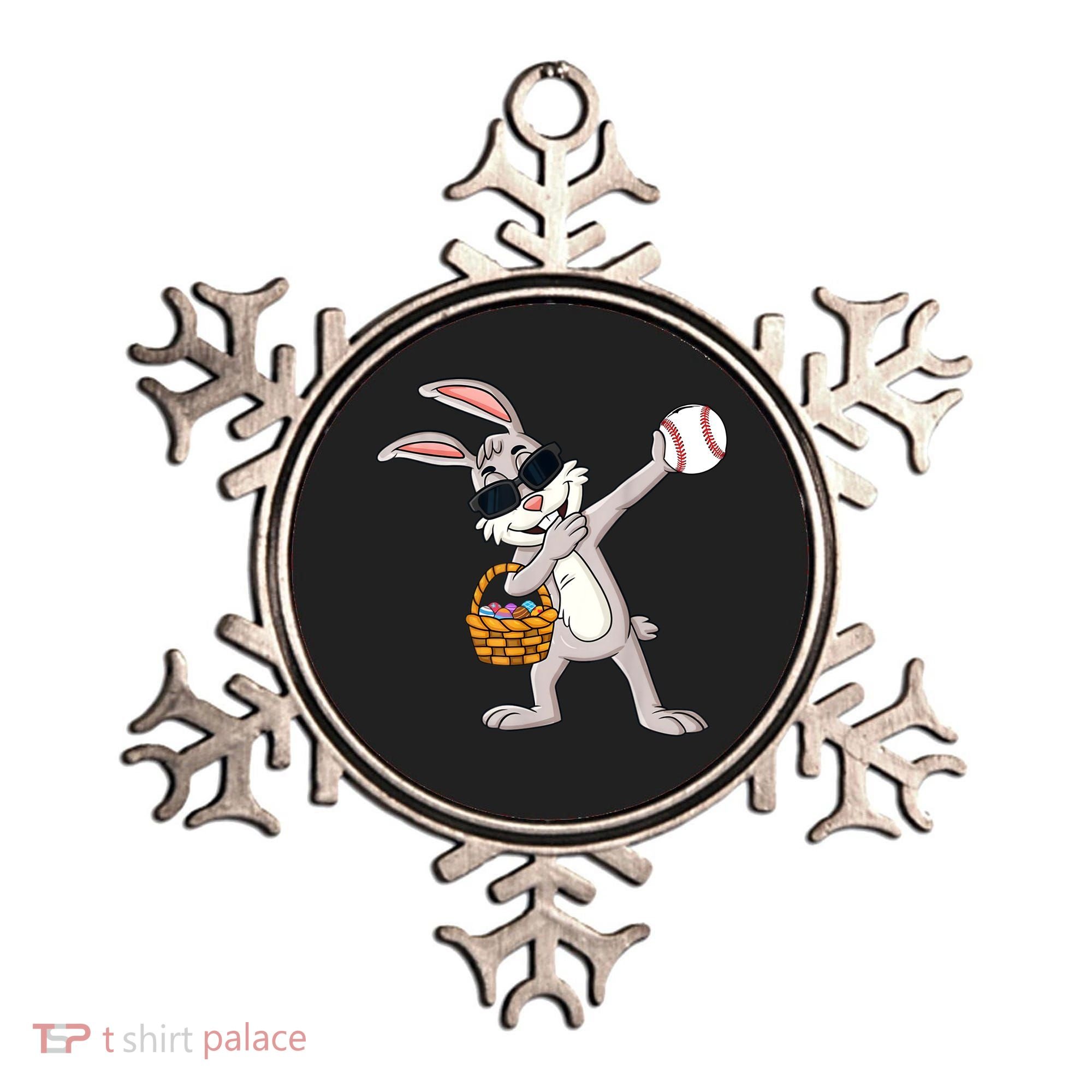 Dabbing Easter Bunny Gift Eggs Basket Baseball Gift Ornament