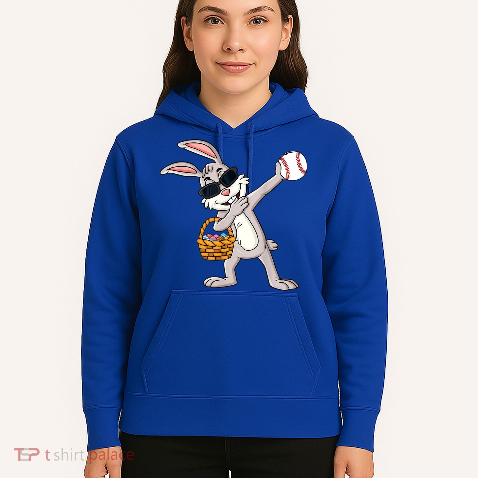 Dabbing Easter Bunny Gift Eggs Basket Baseball Gift Hoodie