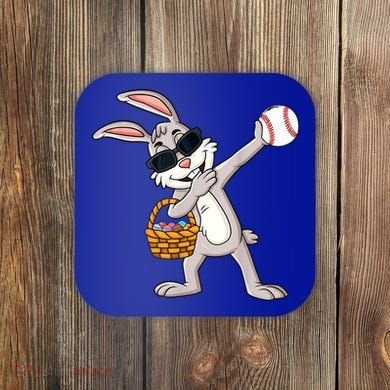 Dabbing Easter Bunny Gift Eggs Basket Baseball Gift Coaster