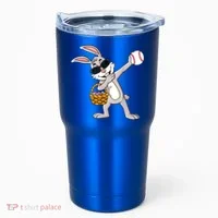 Dabbing Easter Bunny Gift Eggs Basket Baseball Gift Tumbler thumb 0