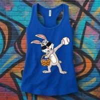 Dabbing Easter Bunny Gift Eggs Basket Baseball Gift Women's Tank Top thumb 3