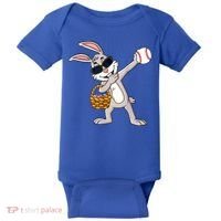 Dabbing Easter Bunny Gift Eggs Basket Baseball Gift Baby Bodysuit thumb 0