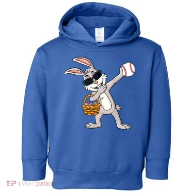 Dabbing Easter Bunny Gift Eggs Basket Baseball Gift Toddler Hoodie