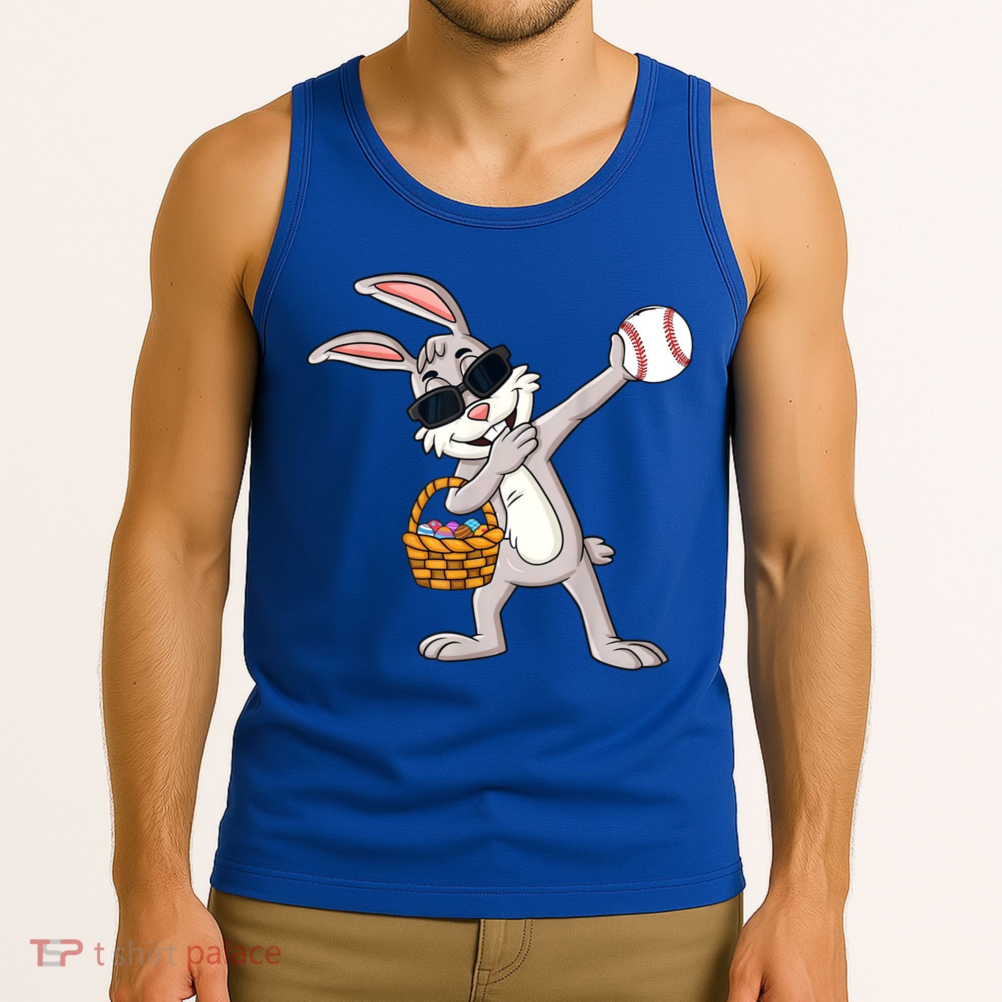 Dabbing Easter Bunny Gift Eggs Basket Baseball Gift Tank Top