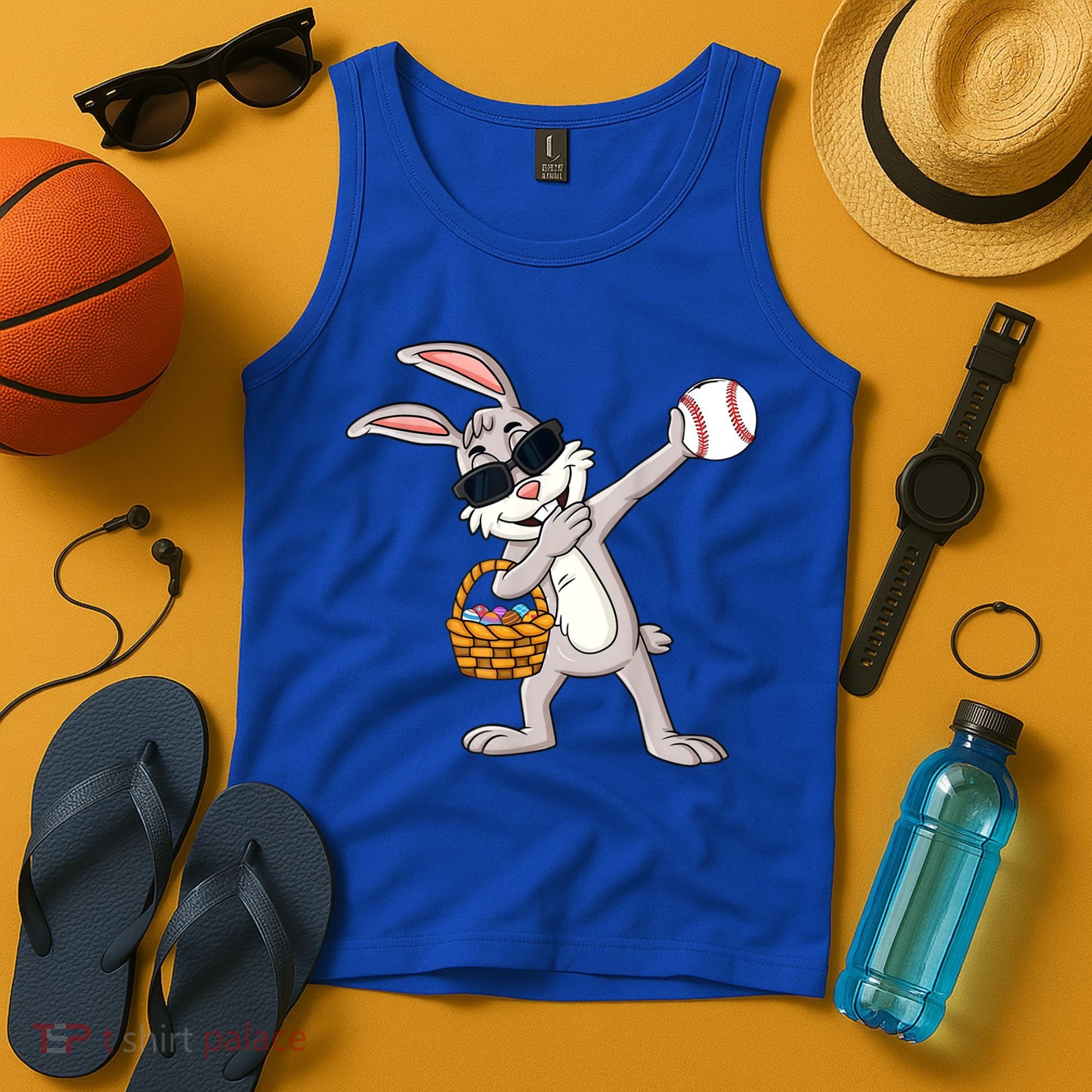 Dabbing Easter Bunny Gift Eggs Basket Baseball Gift Tank Top