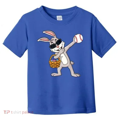 Dabbing Easter Bunny Gift Eggs Basket Baseball Gift Toddler T-Shirt