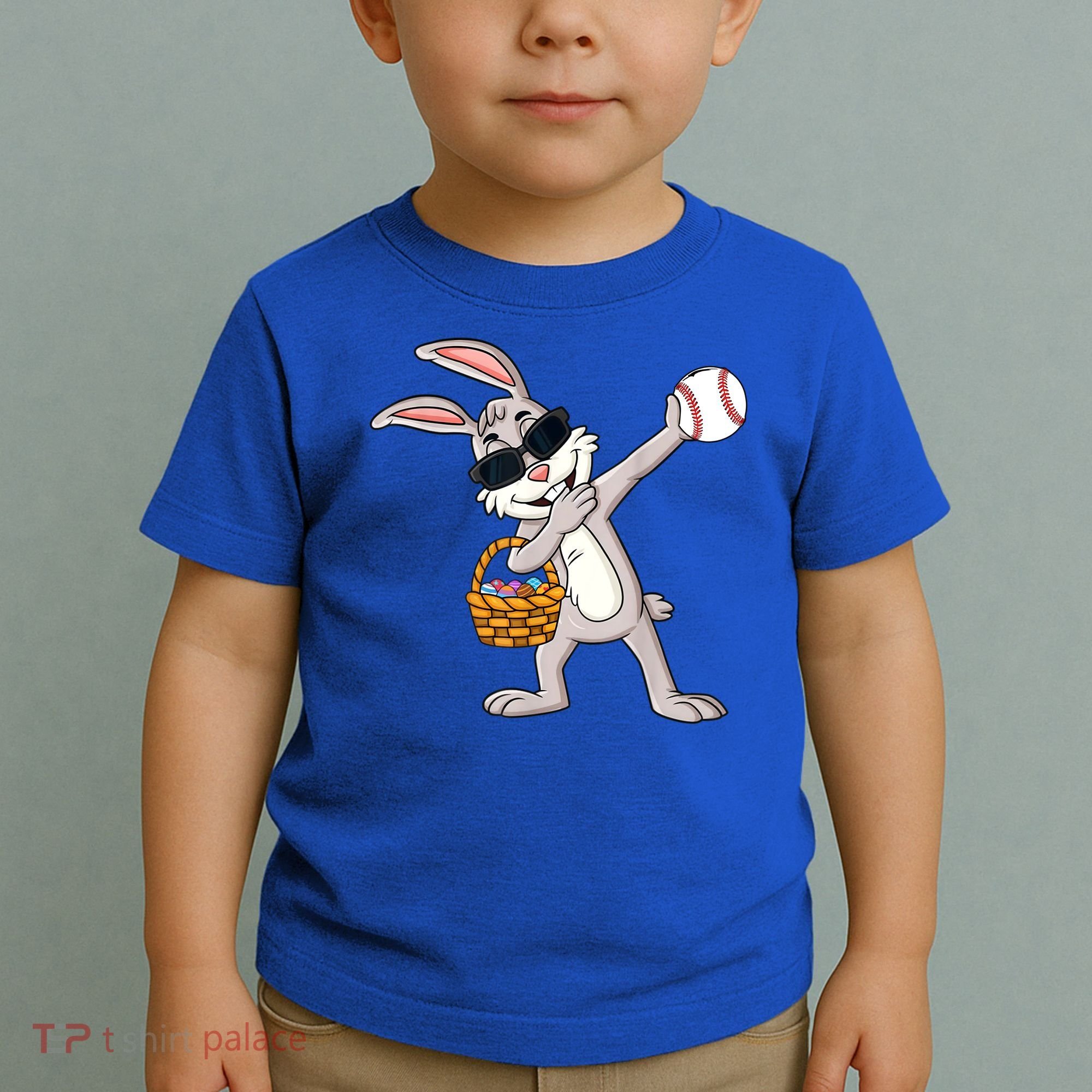Dabbing Easter Bunny Gift Eggs Basket Baseball Gift Toddler T-Shirt