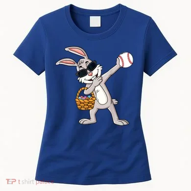 Dabbing Easter Bunny Gift Eggs Basket Baseball Gift Women's T-Shirt