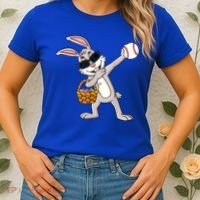 Dabbing Easter Bunny Gift Eggs Basket Baseball Gift Women's T-Shirt thumb 2