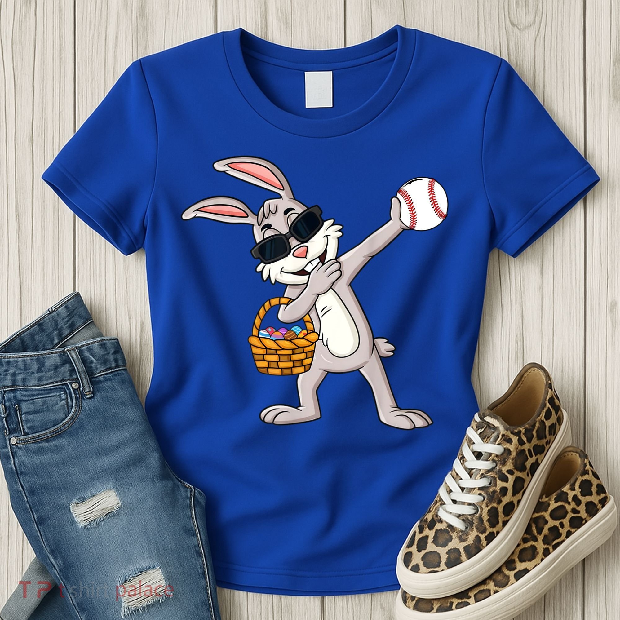 Dabbing Easter Bunny Gift Eggs Basket Baseball Gift Women's T-Shirt