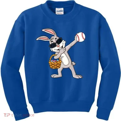 Dabbing Easter Bunny Gift Eggs Basket Baseball Gift Kids Sweatshirt