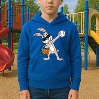 Dabbing Easter Bunny Gift Eggs Basket Baseball Gift Kids Hoodie thumb 2