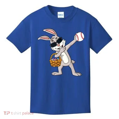 Dabbing Easter Bunny Gift Eggs Basket Baseball Gift Kids T-Shirt