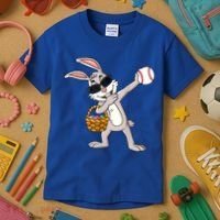 Dabbing Easter Bunny Gift Eggs Basket Baseball Gift Kids T-Shirt thumb 3