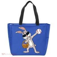 Dabbing Easter Bunny Gift Eggs Basket Baseball Gift Tote Bag thumb 0