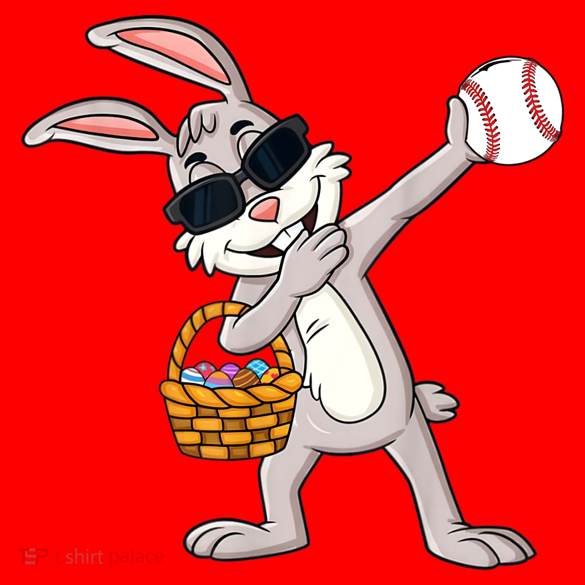 Dabbing Easter Bunny Gift Eggs Basket Baseball Gift Santa Hat