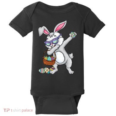 Dabbing Easter Bunny Rabbit Dab Dance Eggs Baby Bodysuit