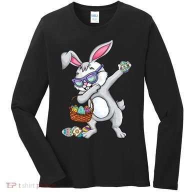 Dabbing Easter Bunny Rabbit Dab Dance Eggs Women's Long Sleeve Shirt