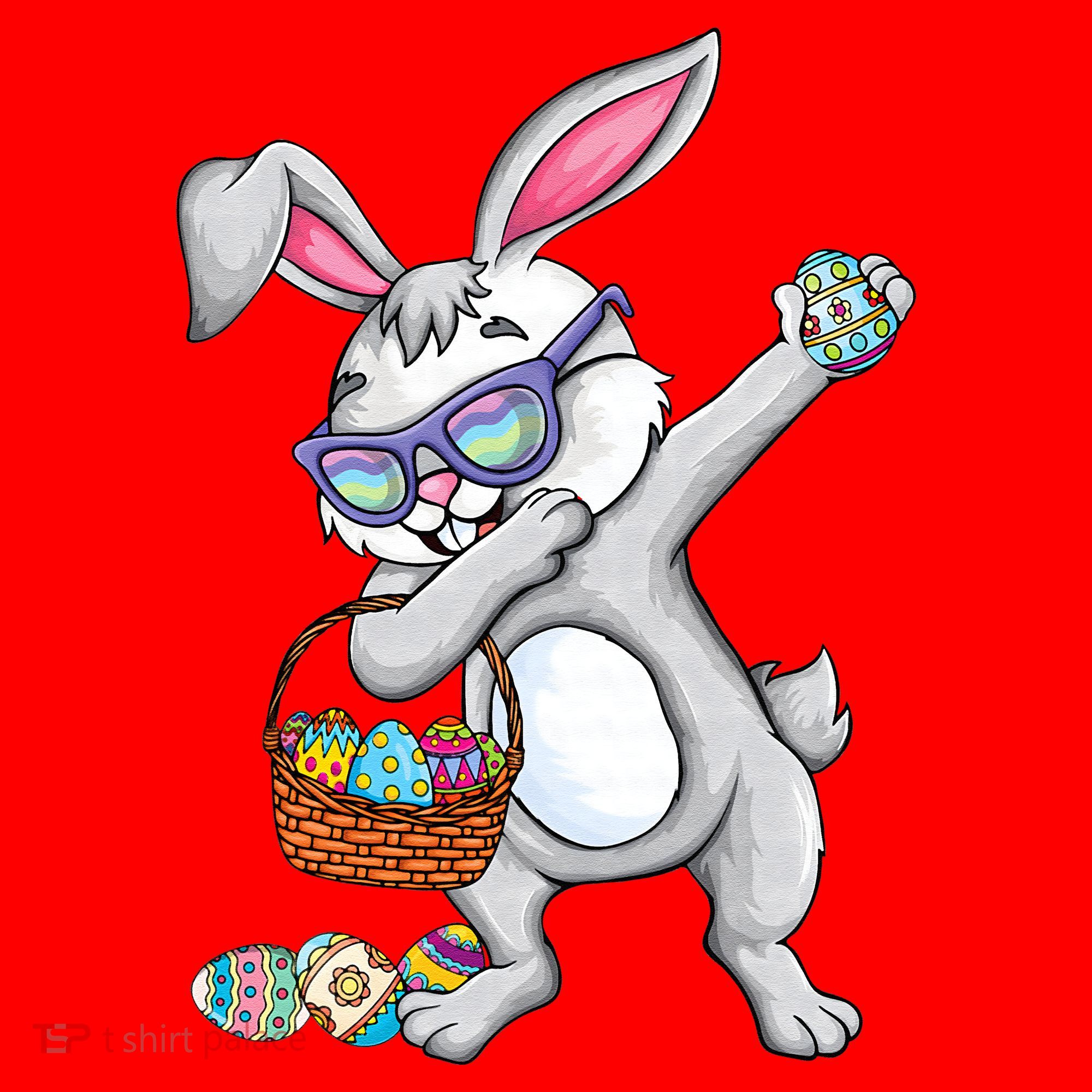 Dabbing Easter Bunny Rabbit Dab Dance Eggs Santa Hat