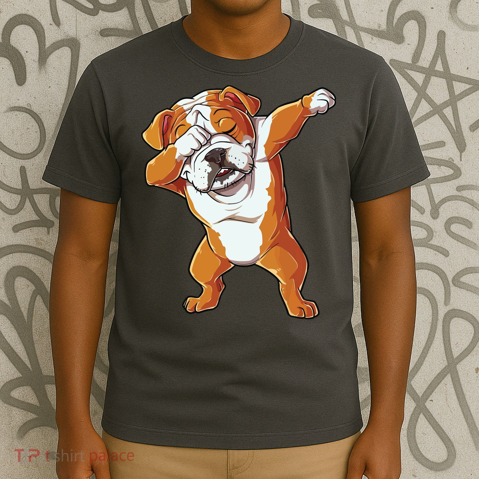 Dabbing English Bulldog T Boy Dab Dance Puppy Lover T-Shirt