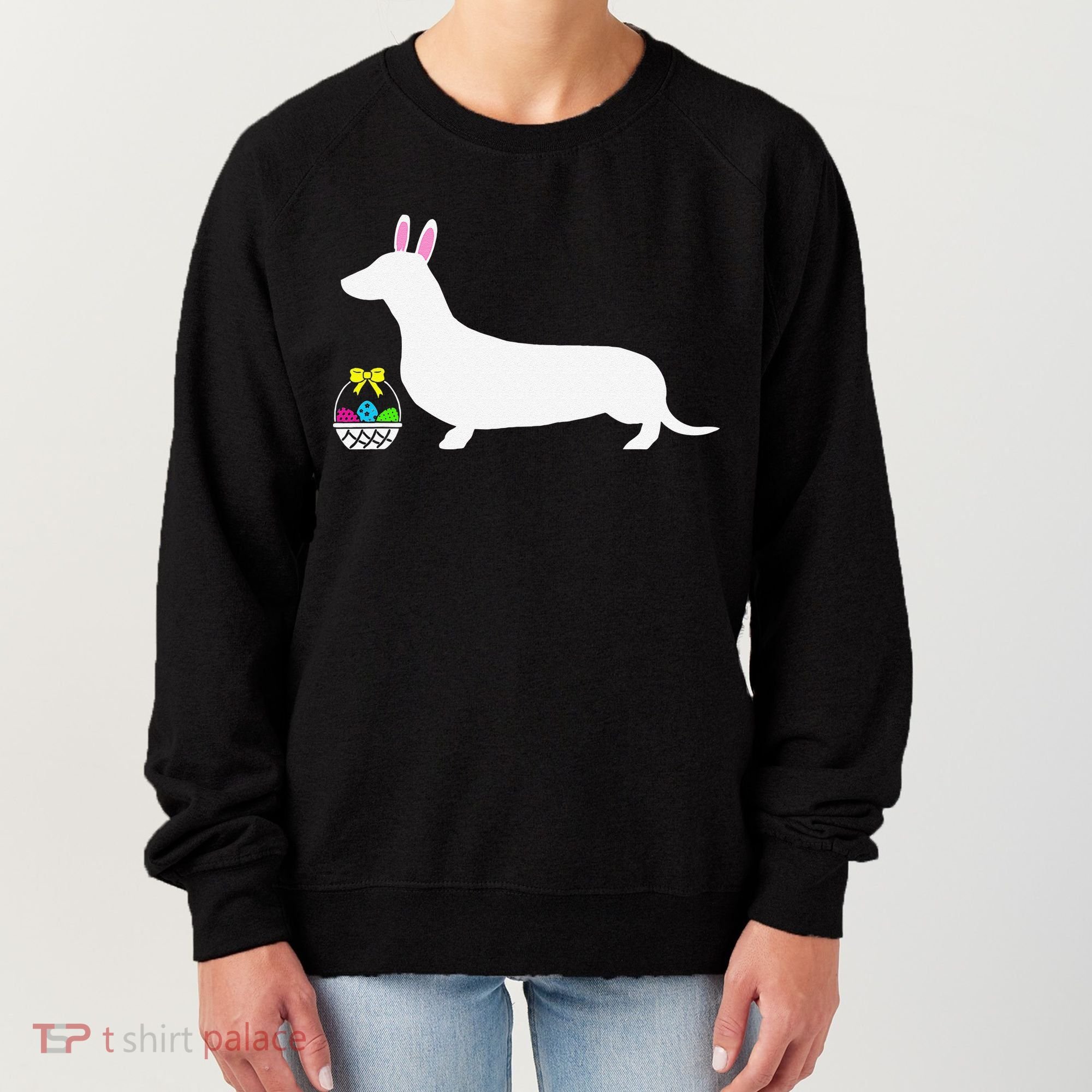 Dachshund Easter Bunny Dog Silhouette Women's Sweatshirt