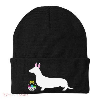 Dachshund Easter Bunny Dog Silhouette Beanie