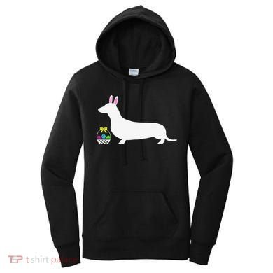Dachshund Easter Bunny Dog Silhouette Women's Hoodie