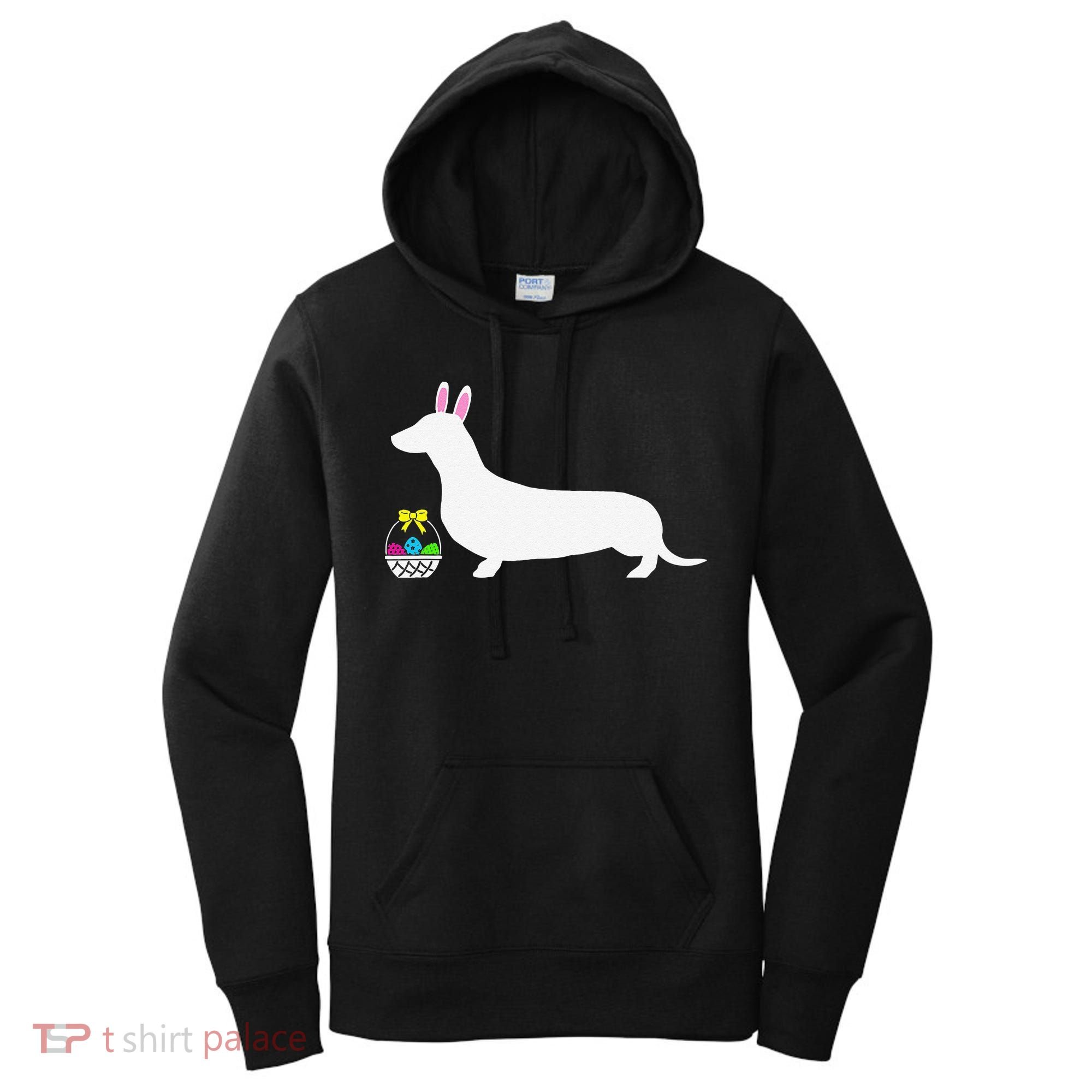 Dachshund Easter Bunny Dog Silhouette Women's Hoodie