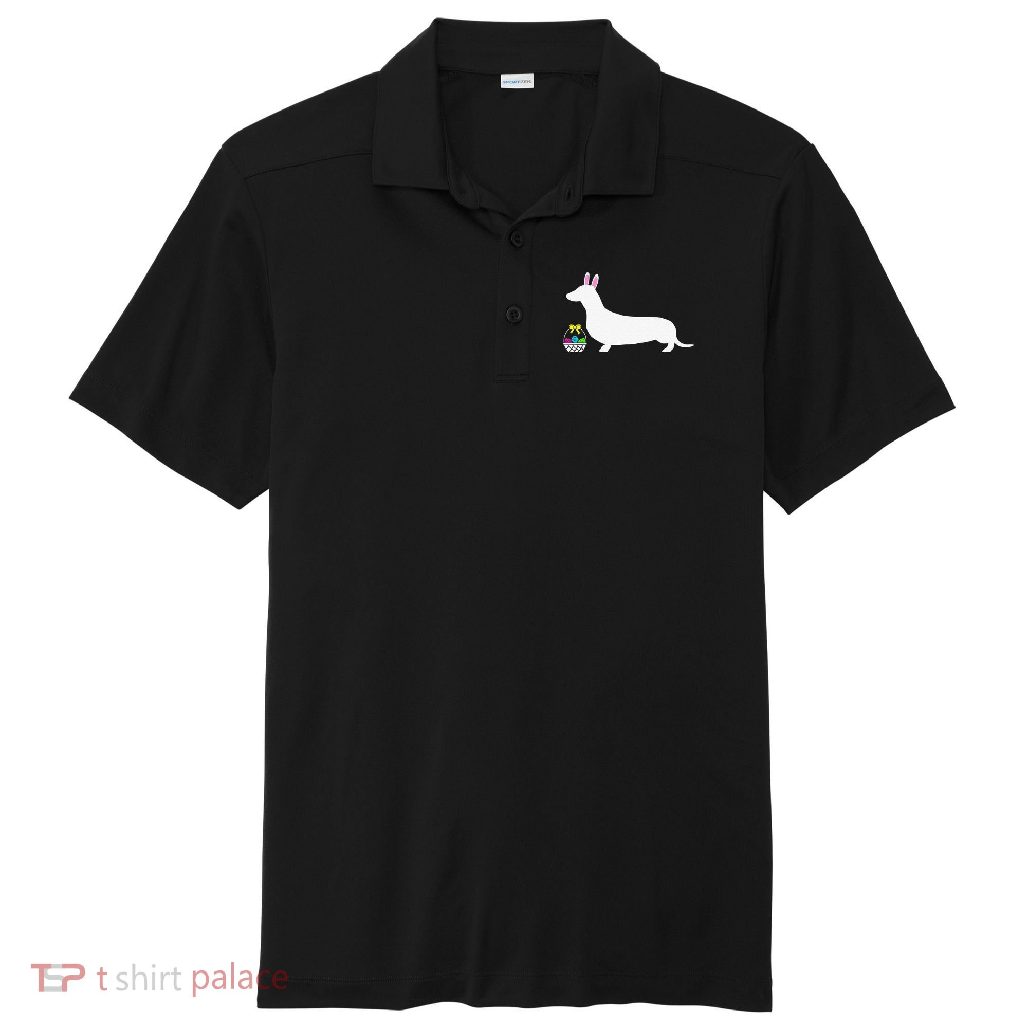 Dachshund Easter Bunny Dog Silhouette Sport-Tek Posi-UV Pro Polo