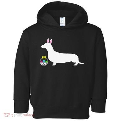 Dachshund Easter Bunny Dog Silhouette Toddler Hoodie