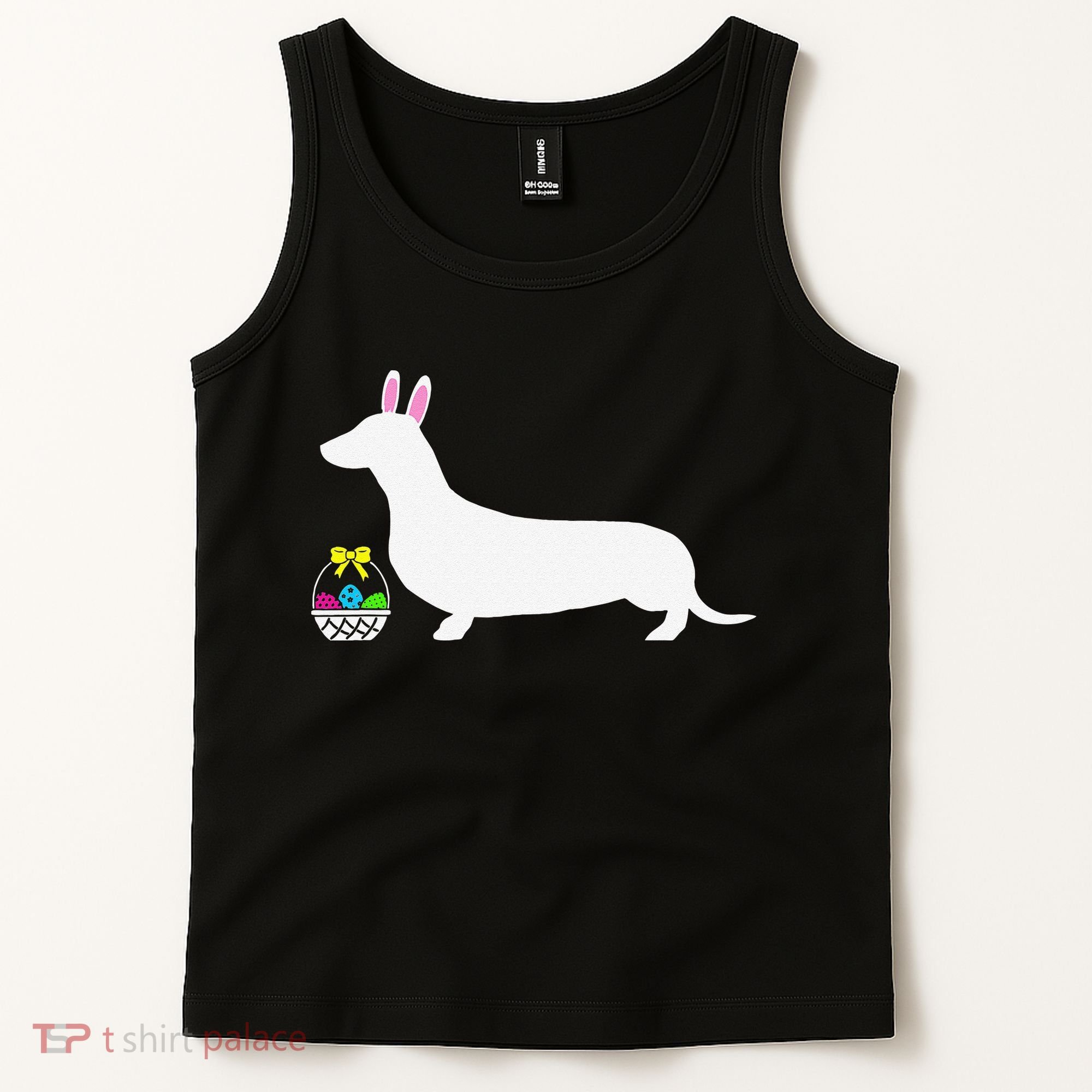 Dachshund Easter Bunny Dog Silhouette Tank Top