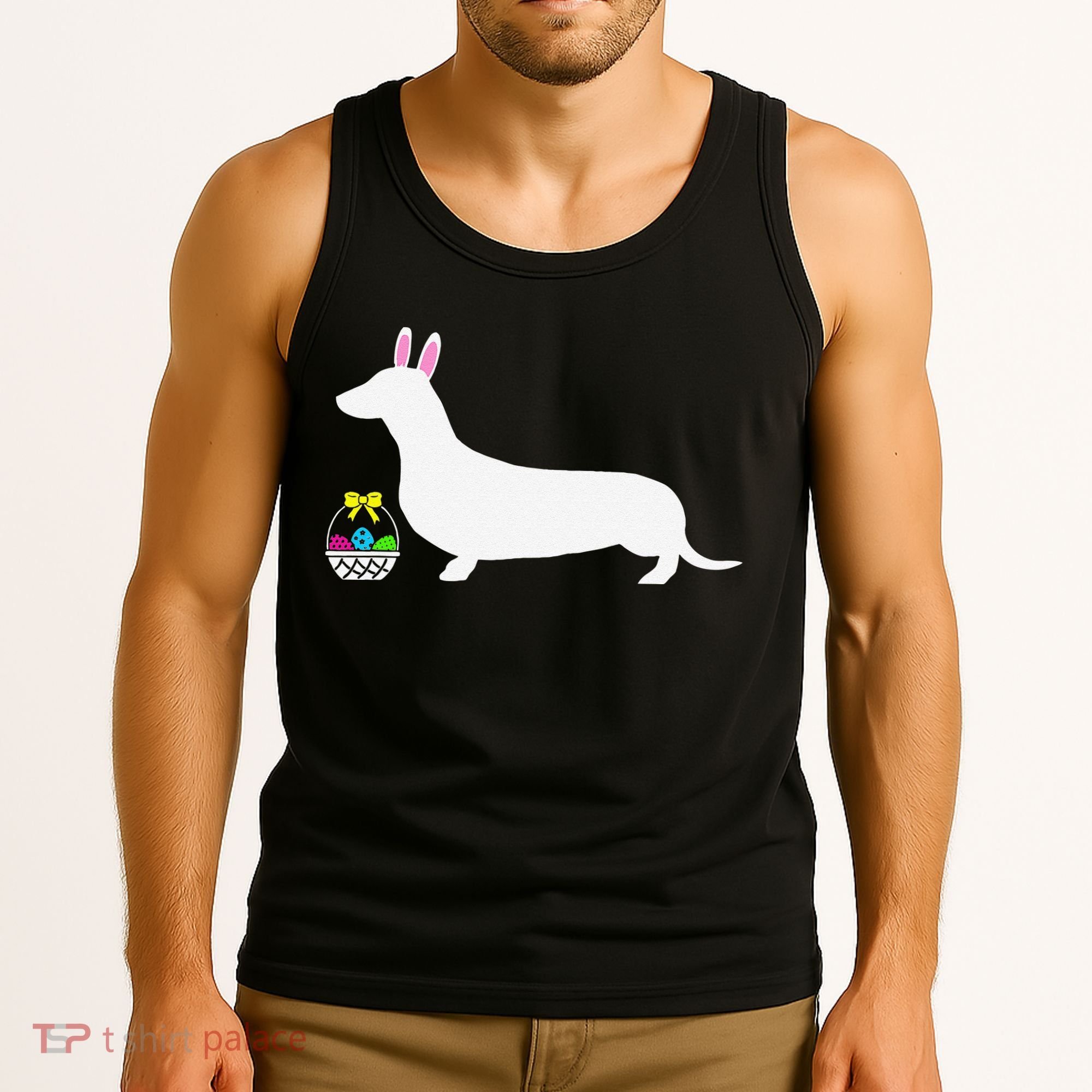 Dachshund Easter Bunny Dog Silhouette Tank Top
