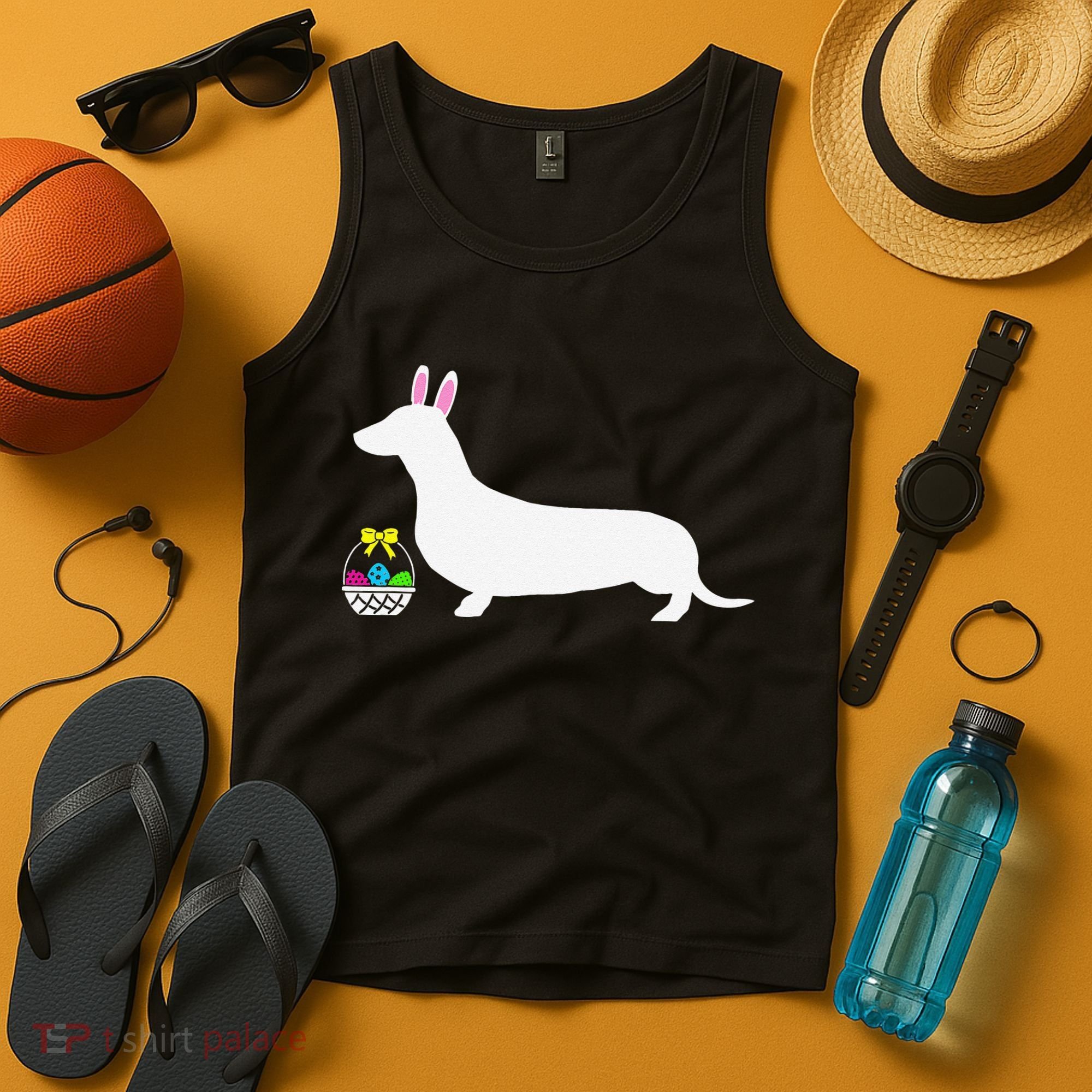 Dachshund Easter Bunny Dog Silhouette Tank Top