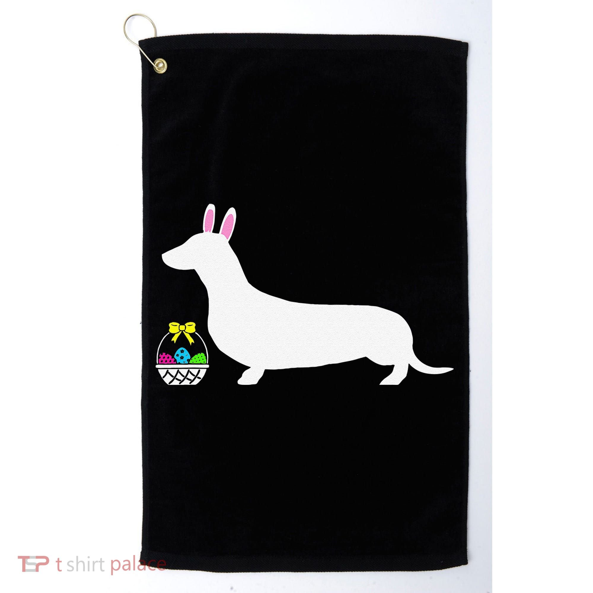 Dachshund Easter Bunny Dog Silhouette Golf Towel