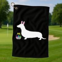 Dachshund Easter Bunny Dog Silhouette Golf Towel thumb 1