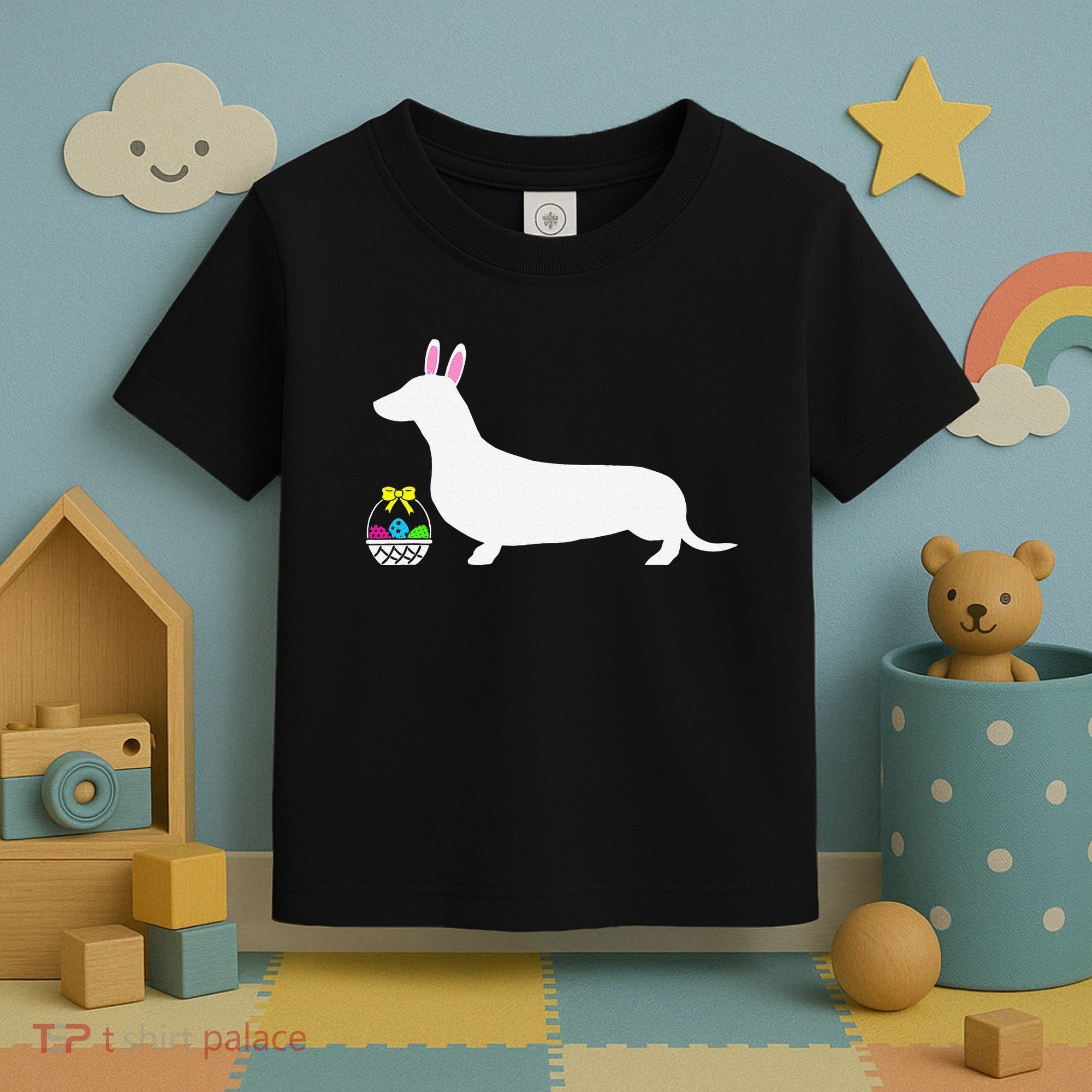 Dachshund Easter Bunny Dog Silhouette Toddler T-Shirt